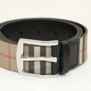 Burberry Vintage Check And Leather Belt Archive Size 36/90 - Beige/Black